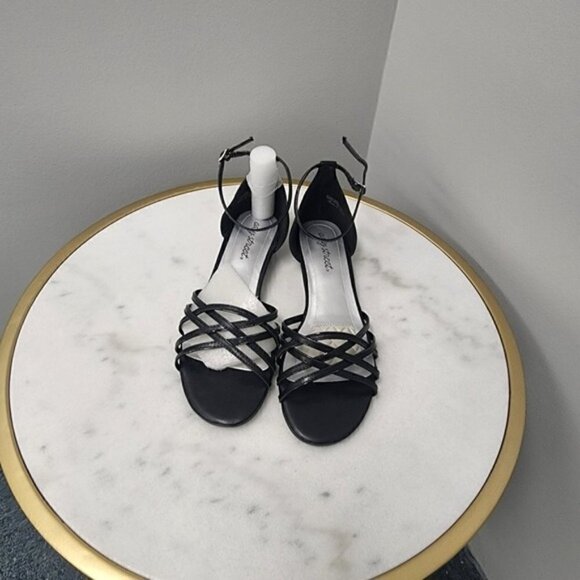 Easy Street Tarrah Evening Sandals Black Patent Clear Wedge - Picture 4 of 5